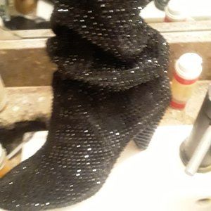 Sequin knee high boots